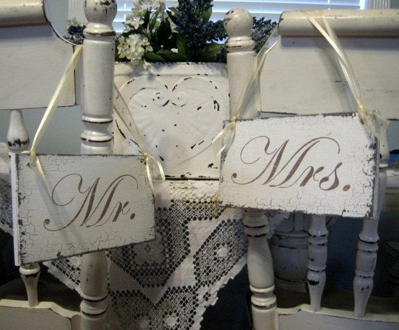 MR MRS 9 x 5 Chair Signs VISIT MY STORE FOR OVER 80 DIFFERENT WEDDING