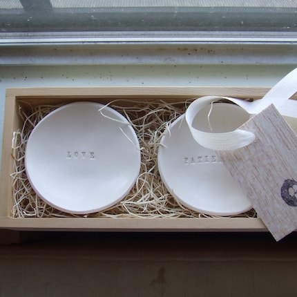 wooden boxed set of two  tiny text bowls in CUSTOM or YOUR CHOICE of texts 