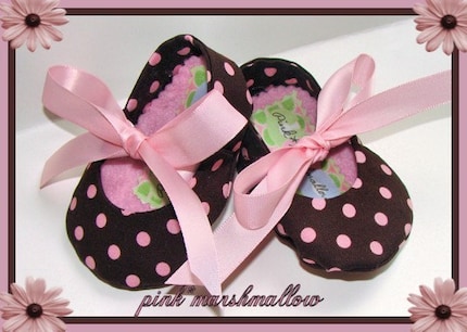 Infant Soft Soled Shoes made with Michael Miller Cocoa Dot Pink