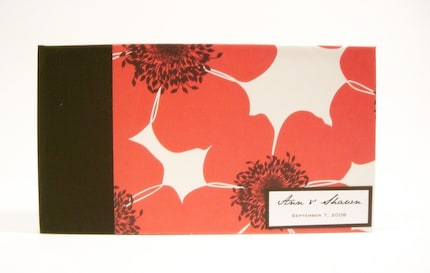 Custom Made Guestbook / Album- Crimson Poppy print