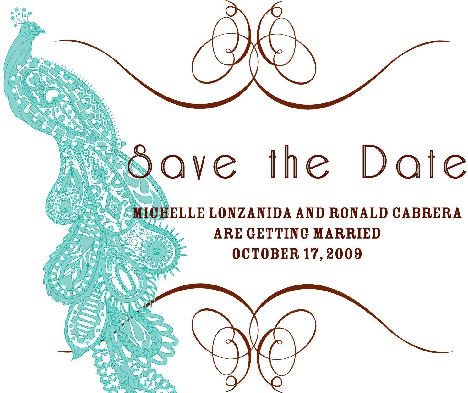 Peacock Save The Dates - Set of 25