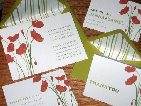 Floral Themed Invitation SAMPLES pretty poppies wedding invitations by 
