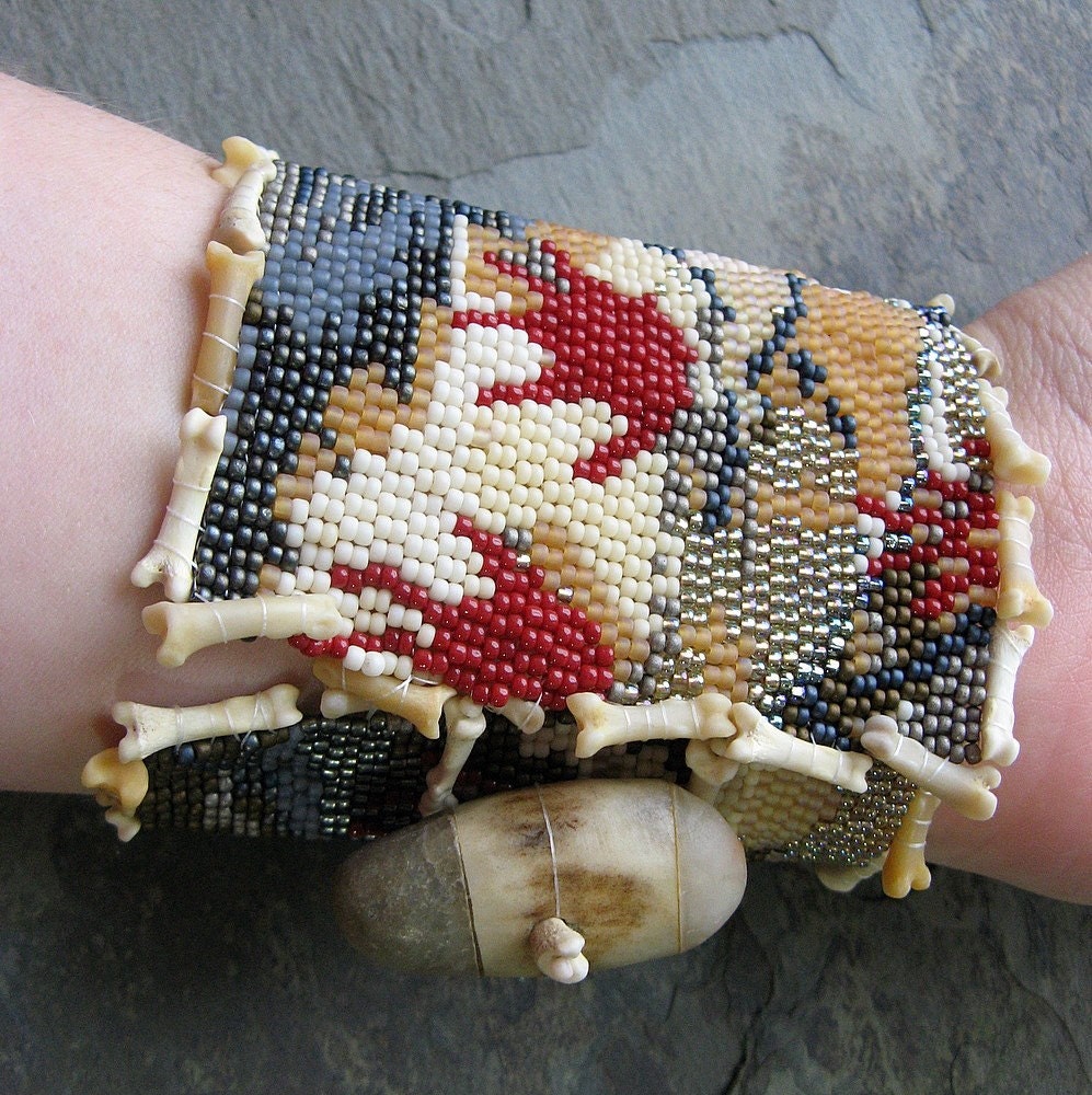 hands against time beadwoven cuff