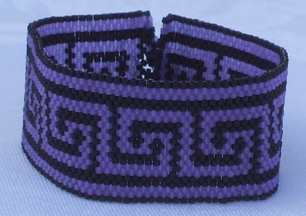 Greek Key Peyote Stitch Cuff Bracelet