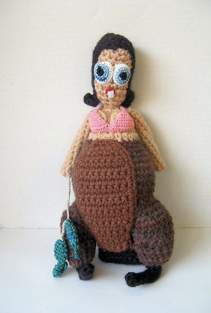 Beaver Girl OOAK Crochet Art Doll