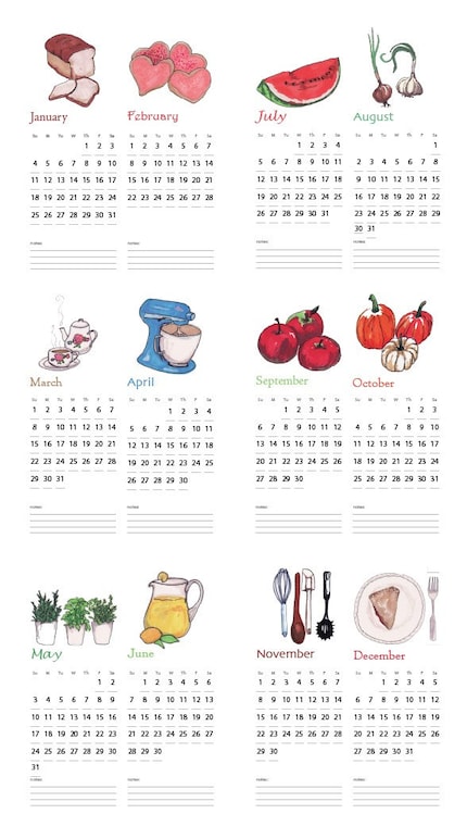FOODIE Hand Illustrated 2009 Wall Calendar