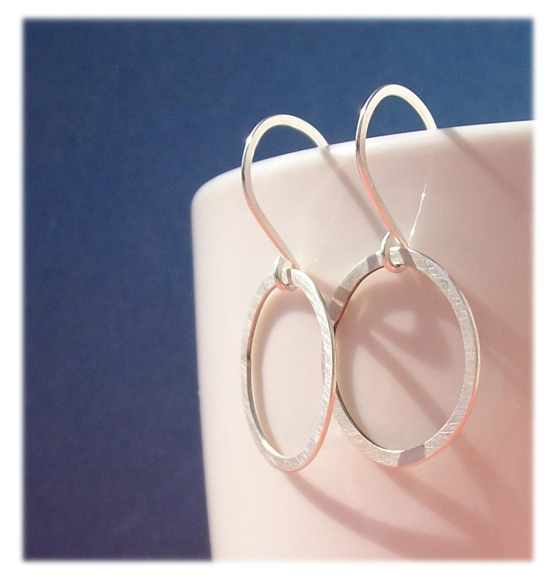 handmade wire sterling silver earrings hoops brushed