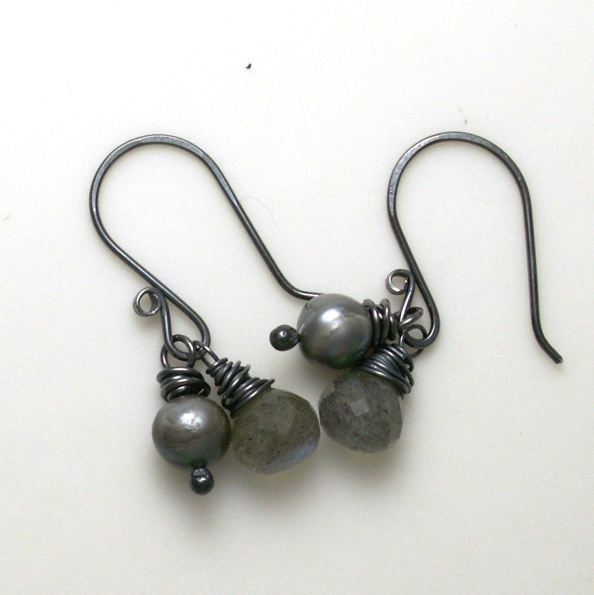 jewelry earrings sterling silver labradorite pearls gray grey