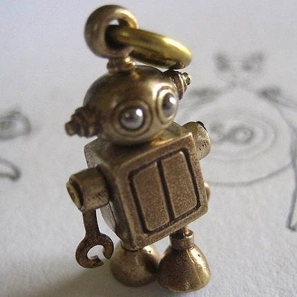 Bubble headed robot in Bronze and stainless steel