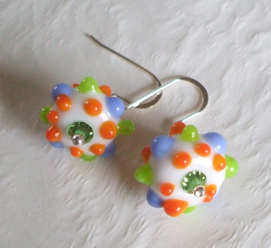 It's A Party In Your Ears Lampwork Bead and Sterling Silver Earrings