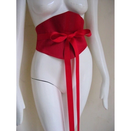 Lipstick RED / Obi Wide Ribbon Belt / One size fits most / new colors added