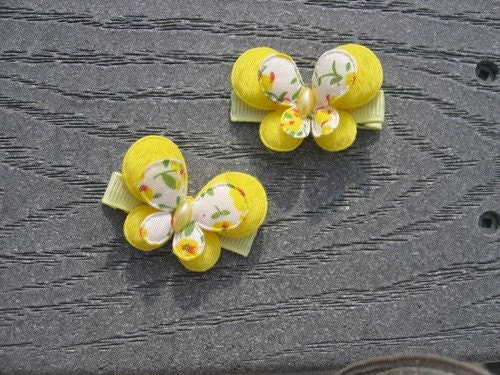 Yellow Butterflies Pair Hair Clips Bow Clippie Non Slip  Buy 3 get 1 free ends February 5th