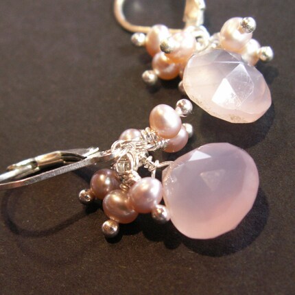 pink chalcedony sterling silver earrings