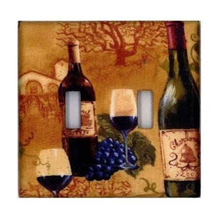 Wine Bottle - Double - Light Switch Plate Cover