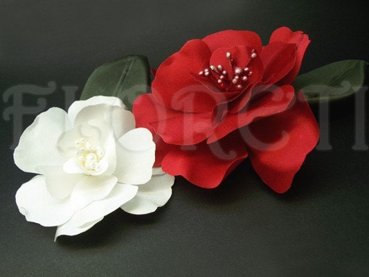 Red Magnolia Couture Bridal Hair Accessory Wedding by floreti pin hat maid