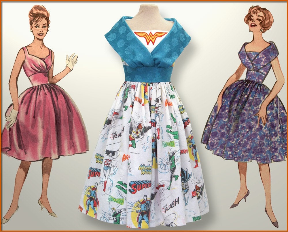 Wonder Woman and the SuperFriends - 1950s style cocktail dress - Women's size 1