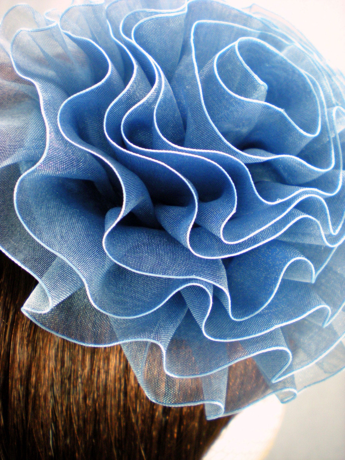 Blue Ruffle Rose Organza Ribbon Hat by LiDDesignsBoutique on Etsy