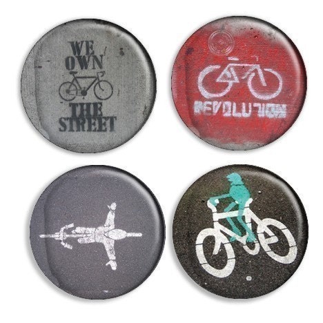 Stencil Graffiti Button Set - Bicycle Revolution
