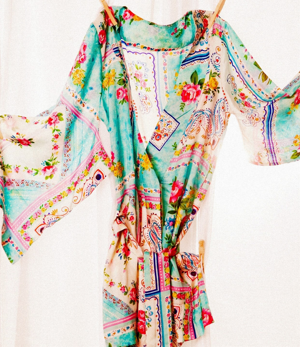 Kimono Style Robe.  Knee Length.  Habutai Silk.