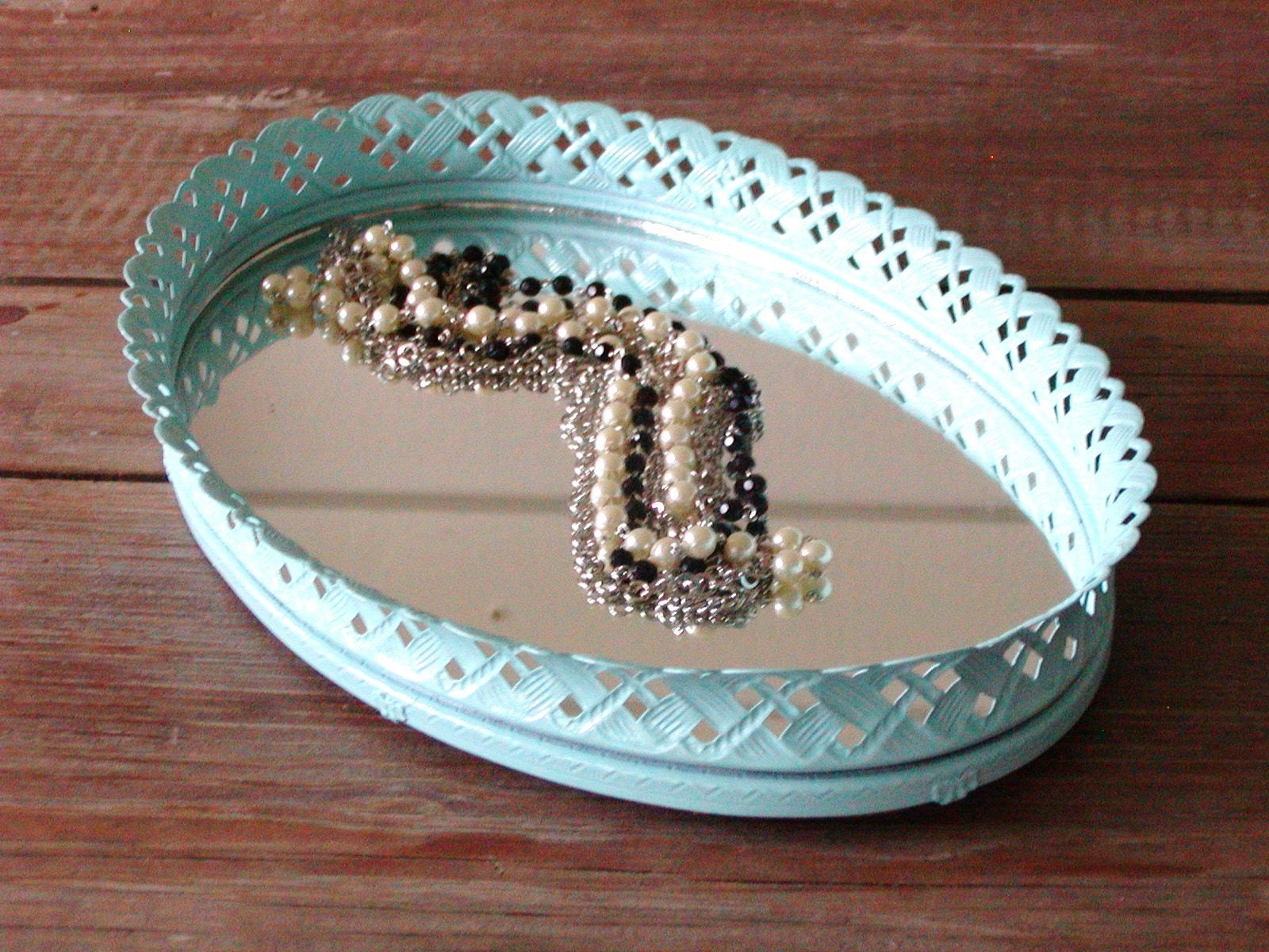 Mirrored Tray painted Icy Blue