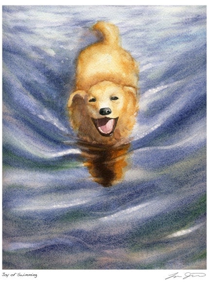Joy of 
Swimming - Golden Dog Print