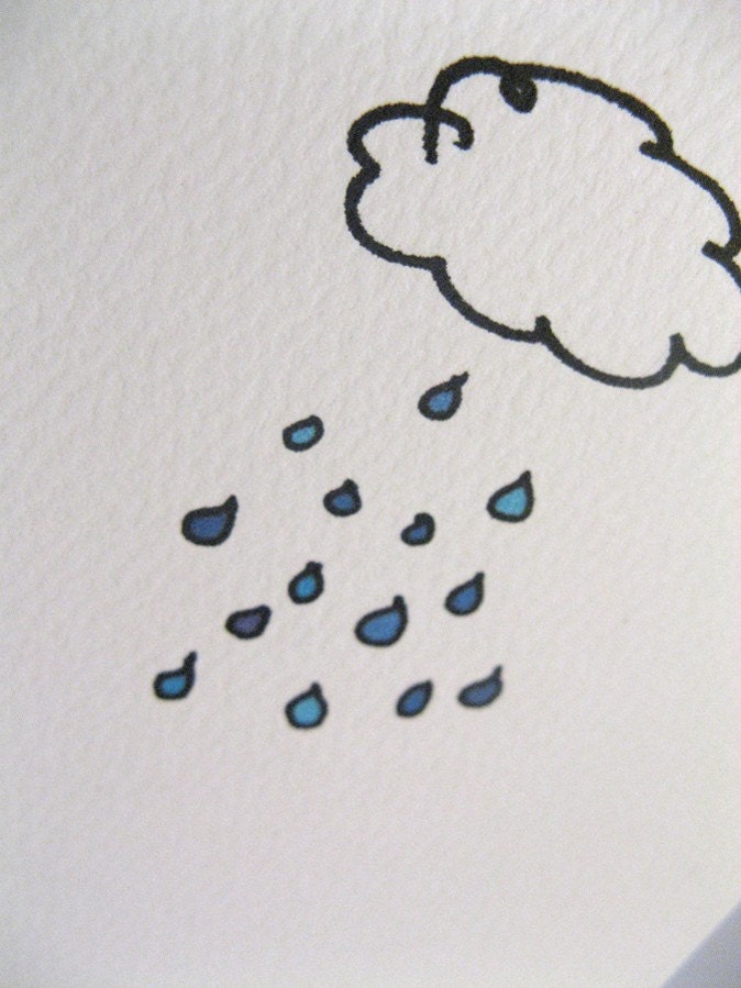Rain drops rain clouds any occasion card - by Parsy @Etsy
