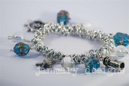Pacific Blues Elasticated Bungee Charm Bracelet   ---FREE SHIPPING IN JULY---