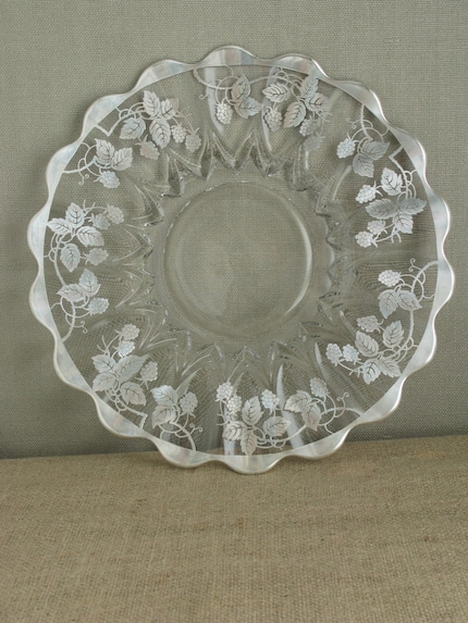 1920s Cake Plate with Sterling Silver Overlay