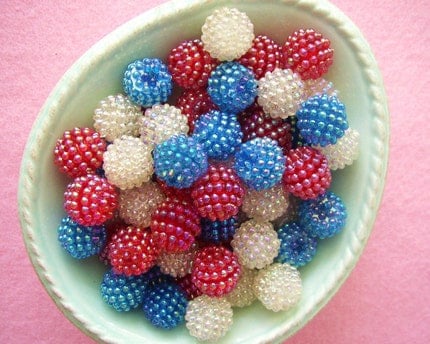Vintage Red White and Blue Berry Beads