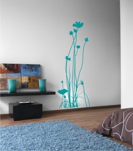 Vinyl Wall Decals Stickers Art Graphics Tall Simple Flowers Daisy Daisies