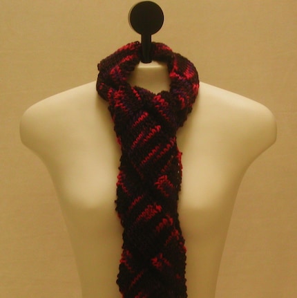 Entrelac Scarf in Brown, Purple, and Pink!