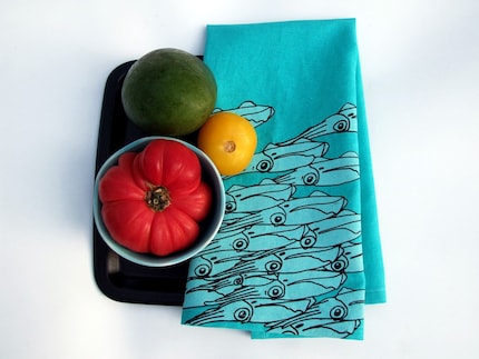 Squid Linens - turquoise - set of two