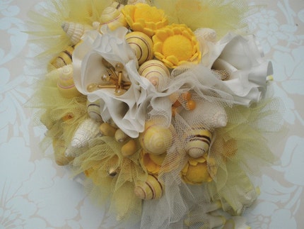 New Shell Yellow Bridal Bouquet on Etsy Here is my latest offering