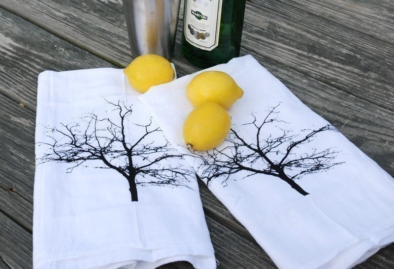 Tree Silhouette Cotton Bar Towels Set of Two