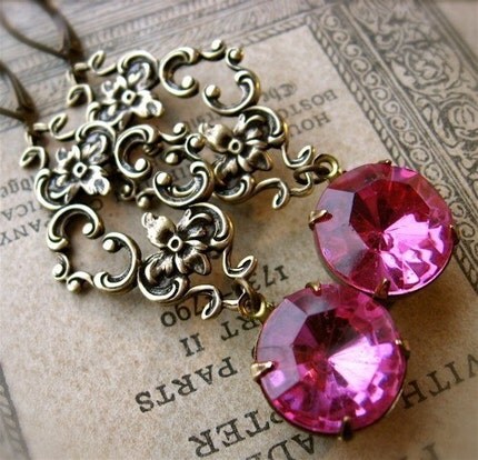 Marie Antoinette Opulent Earrings in Rose Pink