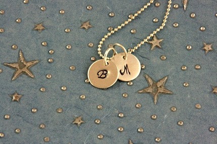 7/16 Inch Sterling Silver Initial Mom's Necklace