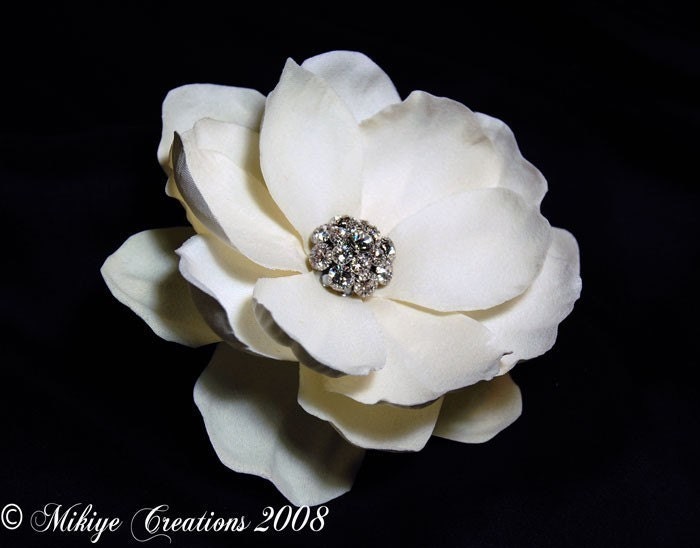 Silk Wedding Ivory Hair Flower Elegant Camille by Mikiye on Etsy weddings 