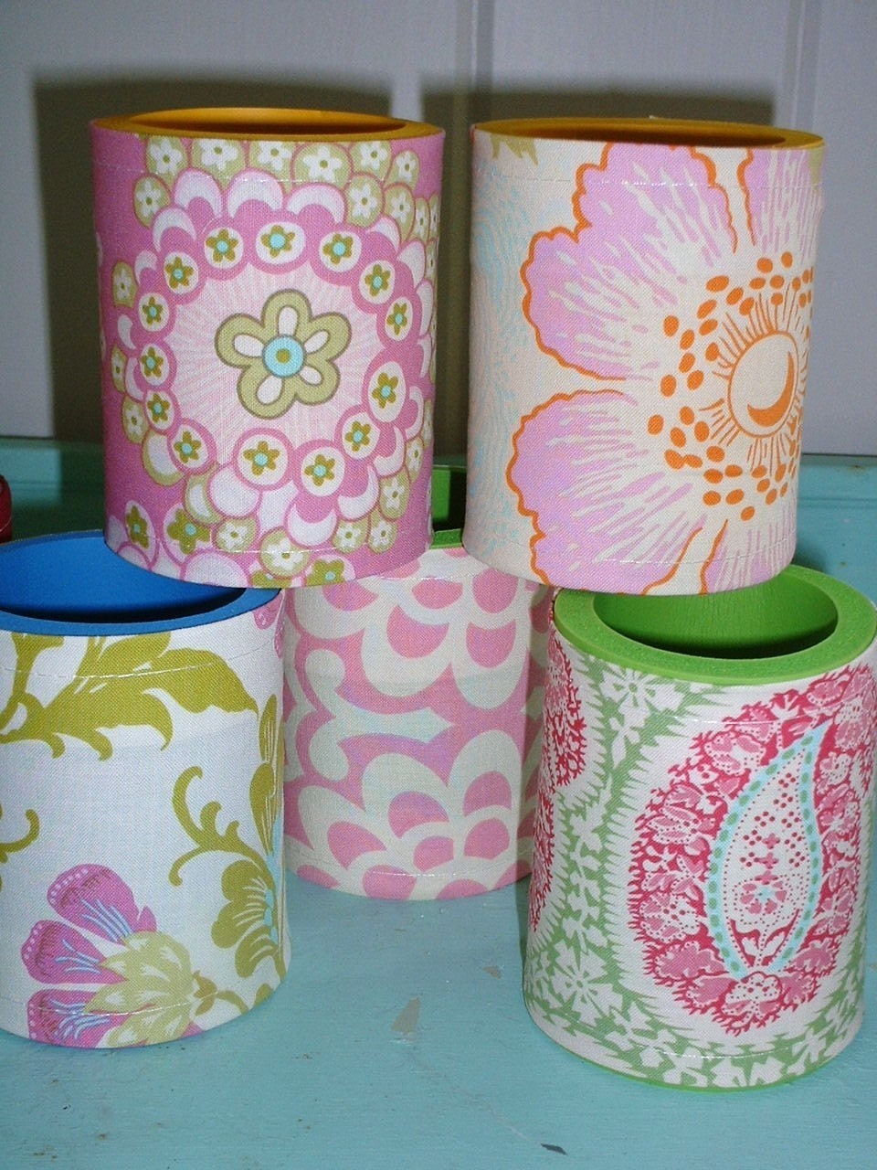 Preppy Pink and Green Can/Cup Koozies --