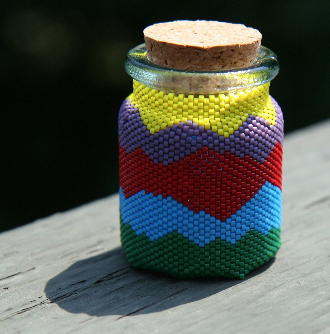 Beadwoven Interpretation of a Betsy Tacy Dyed Sand Bottle