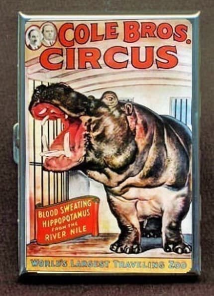 COLE BROTHERS CIRCUS HIPPO ID CIGARETTE CASE WALLET