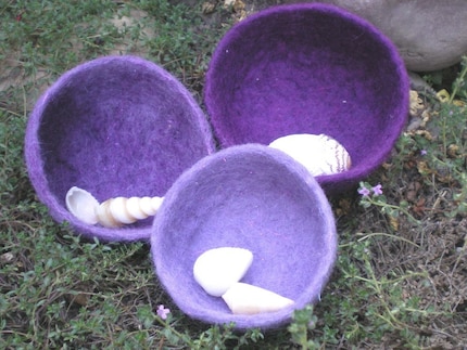 Shades of Purple, felted wool nesting bowls