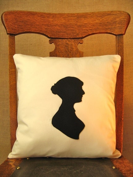 Jane Austen Silhouette Pillow