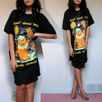 Shirt Dress on Vintage 80s Novelty Halloween Graphic Oversized T Shirt Dress Xs S M L