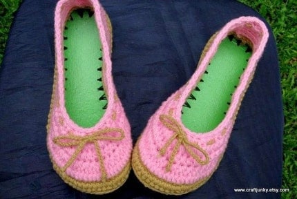 Ladies size 7 1/2 to 8 crocheted Indoor Slippers