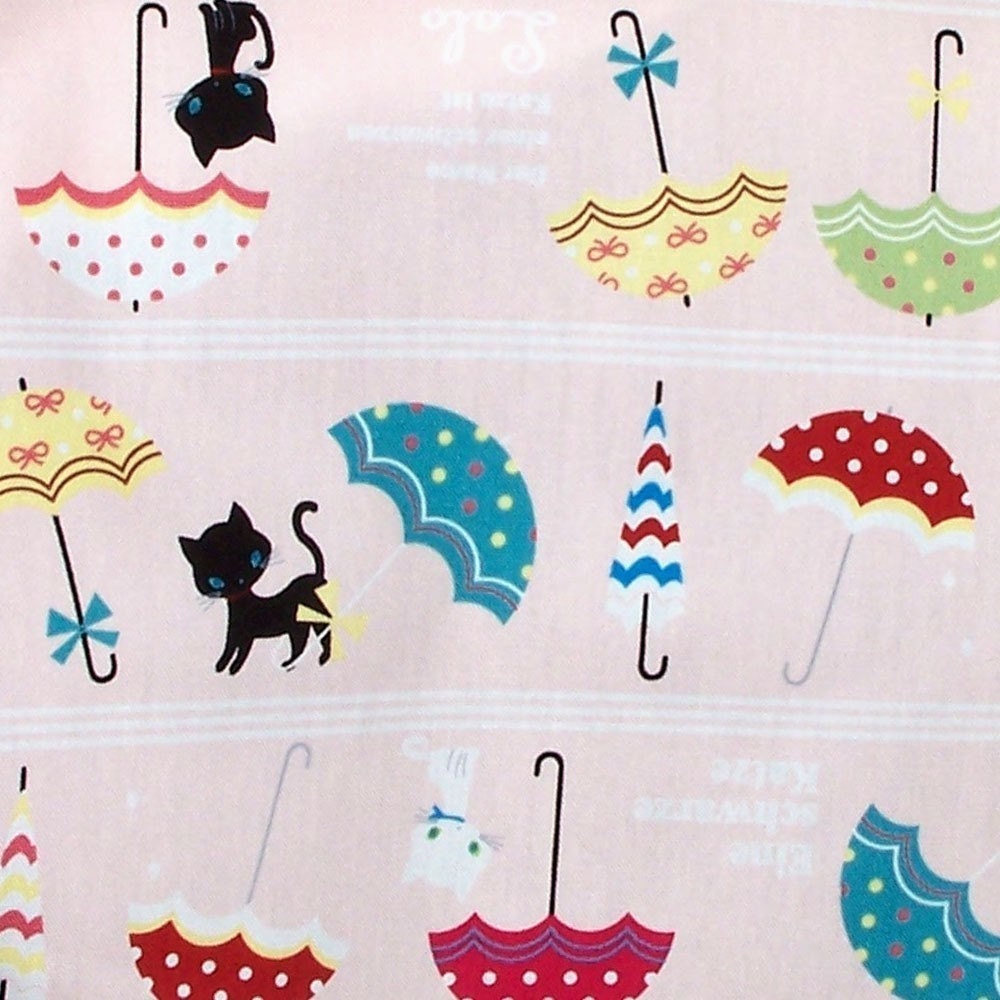 NEW Japanese Fabric - Der Name einer schwarzen Katze ist Lolo in pink- 1/2 yard