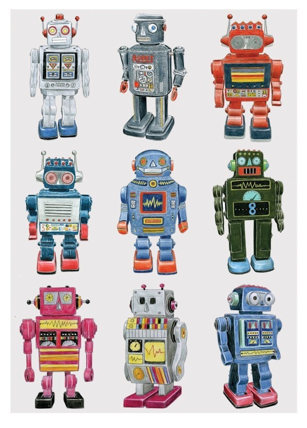 RETRO ROBOT DRAWINGS -  Limited Edition Print