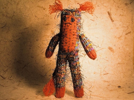 Rainbow and Orange Hairy Knit Monster