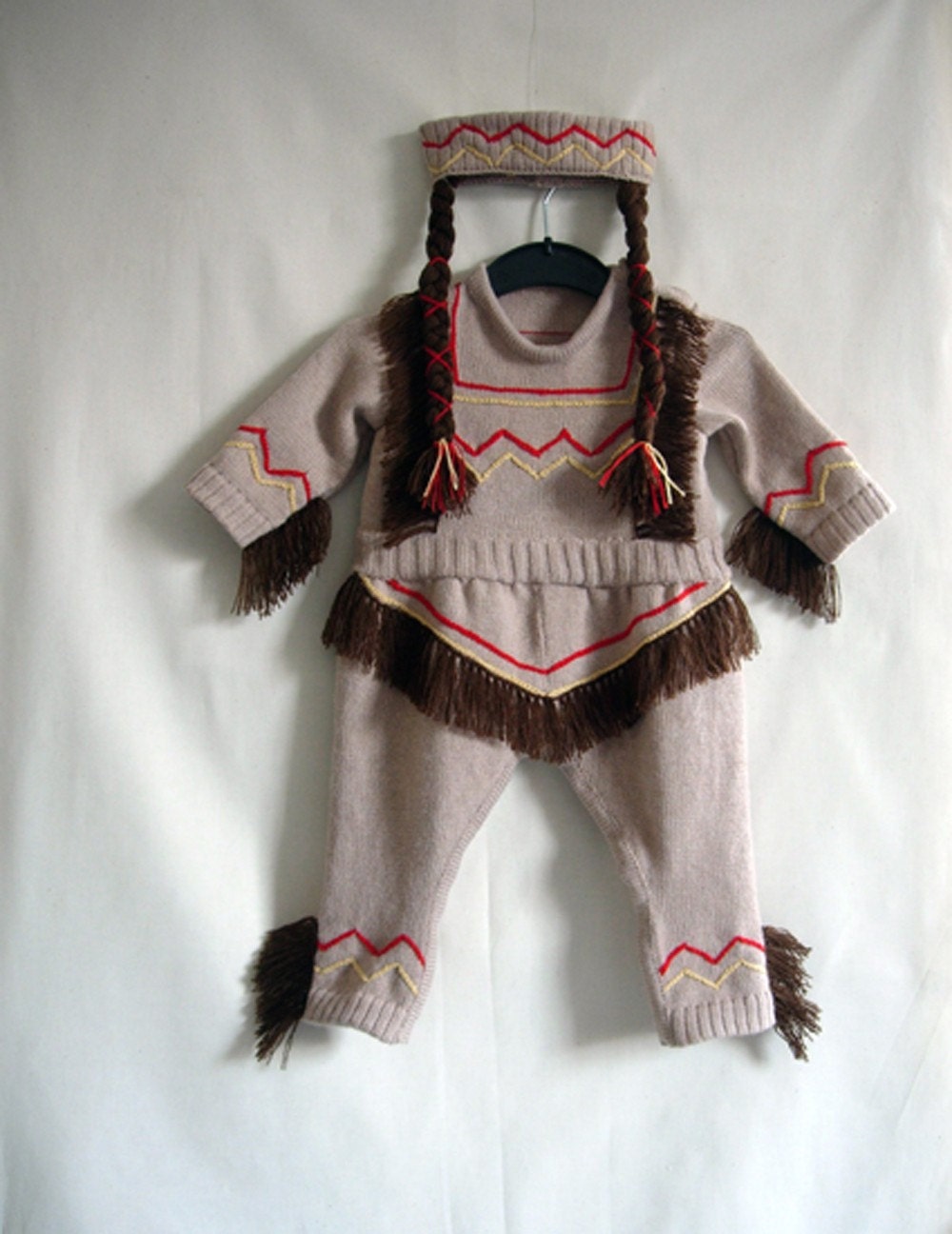 Handmade Knitted Indian Princess Babygrow