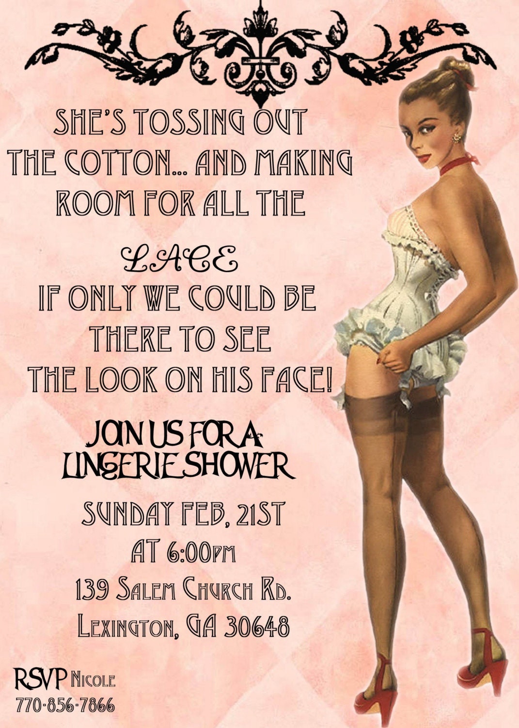 lingerie bridal shower invitation pin up style bridal shower birthday party 