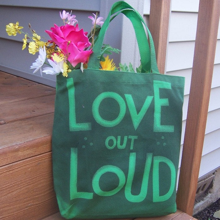 Love Out Loud Graffiti Tote - Black on Green